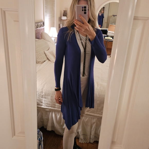 Blue swing sweater / wrap long swing lightweight sweater - Picture 5 of 8